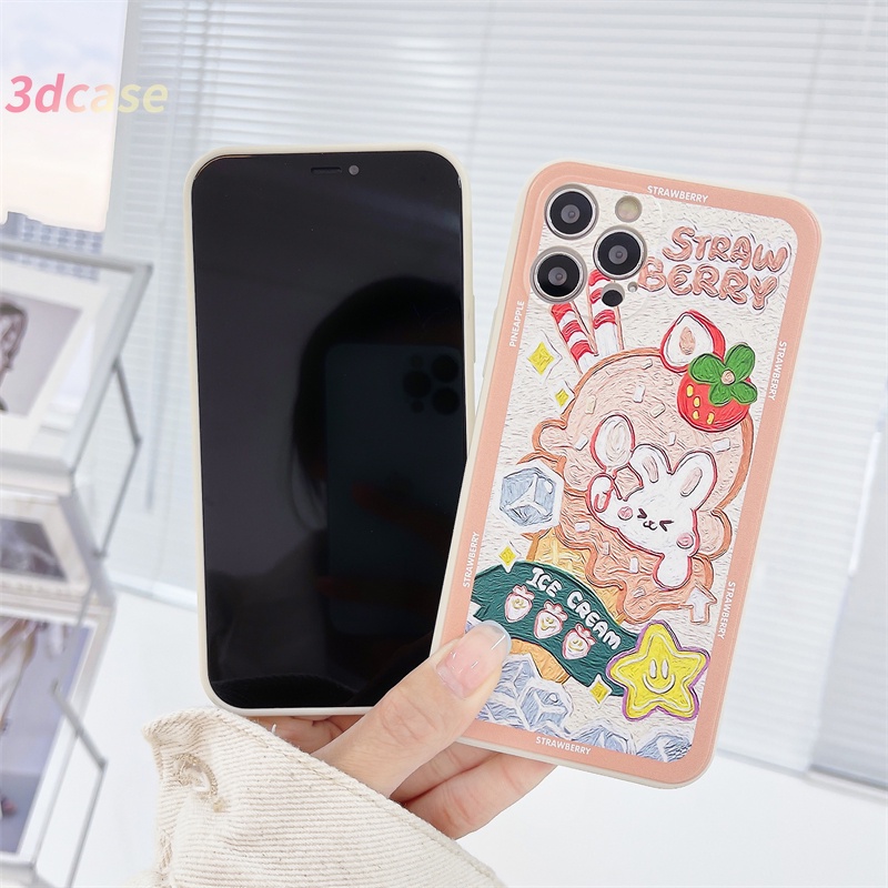 Casing Soft Tpu Case Compatible For IPhone 13 12 11 pro max 12 13 mini 6 7 6S 8 Plus X XR XSMAX Se 2020 6SPlus 7Plus 6Plus 8Plus XS A16 A15 A7 A5S Y20 Y12 Cartoon Ice Cream Straight Cube Case