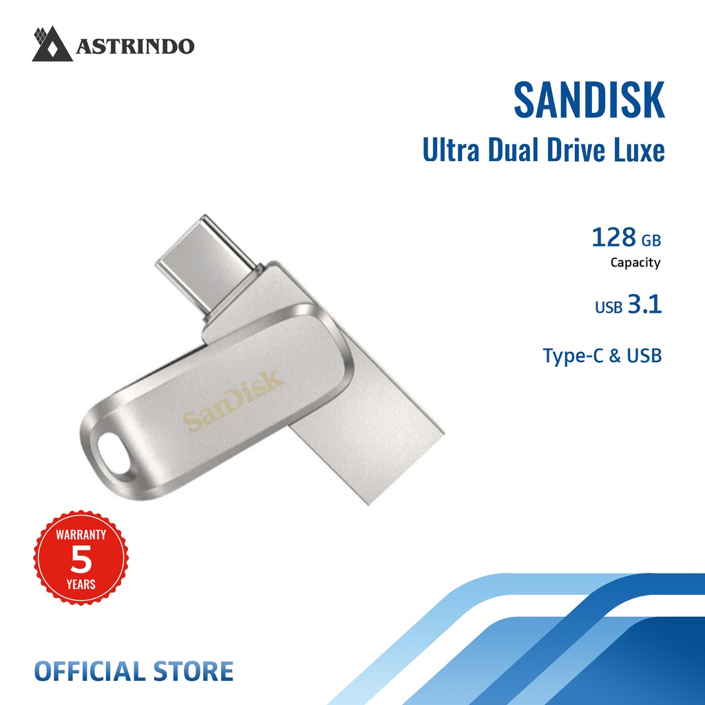 SanDisk Ultra Dual USB Silver 128GB USB-C USB 3.1 - (SDDDC4-128G-G46)