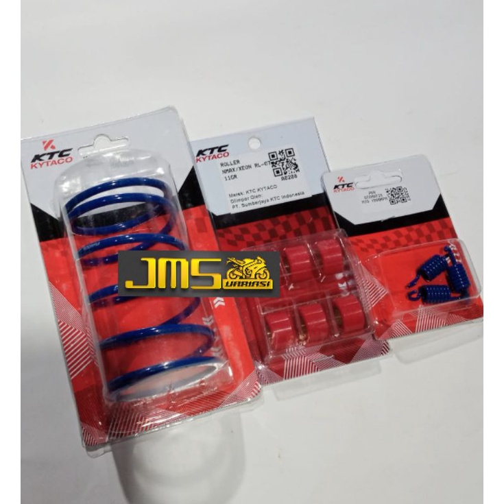 paketan per cvt ktc kytaco dan per ganda/sentrik ktc kytaco 1500 rpm plus roller ktc kytaco original Mio beat vario125/150 genio Scoopy Mio j Mio m3 soulgt115/125 xeon nmax aerox pcx nmax lexi fazzio spacy