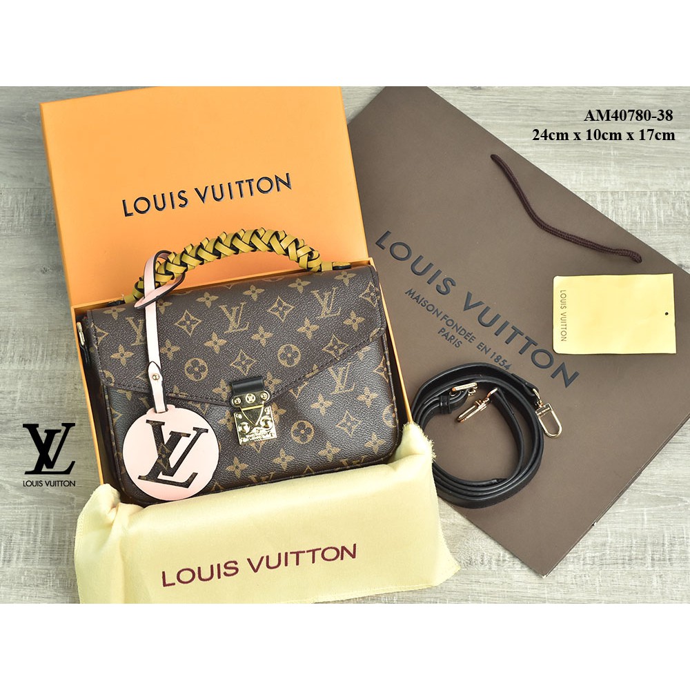 Tas LV Pochette Metis Braided Top Handle Monogram KUNING - HITAM