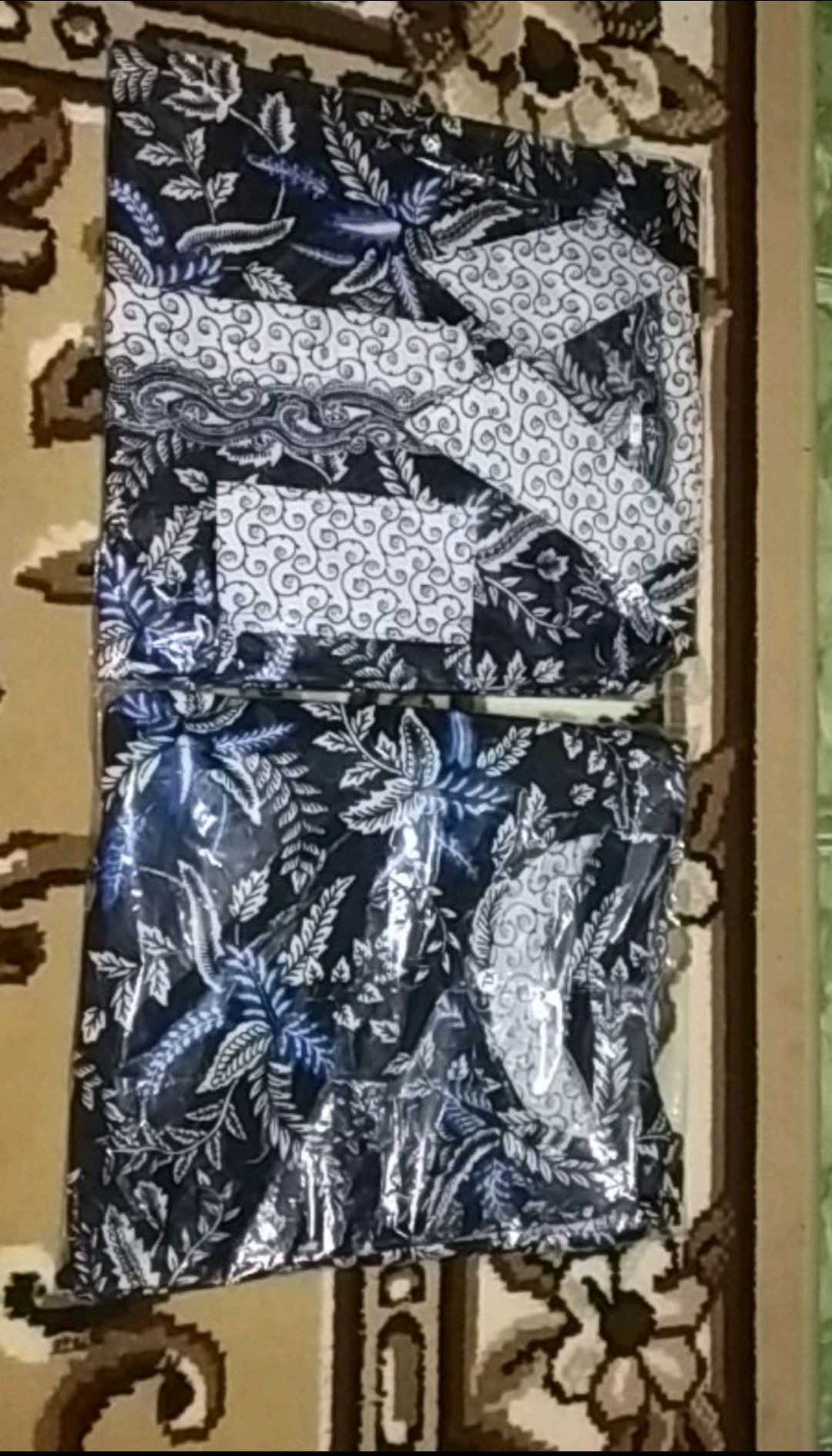 Promo Batik Couple Keluarga Sarimbit Sania Ruffle Batik Ori Ndoro Jowi Motif Blarak Biru