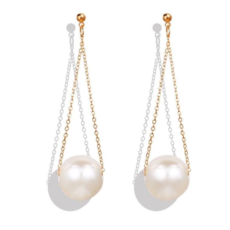 Franda Big Pearl Korean Stud Earrings Anting Tusuk Mutiara Besar Korea