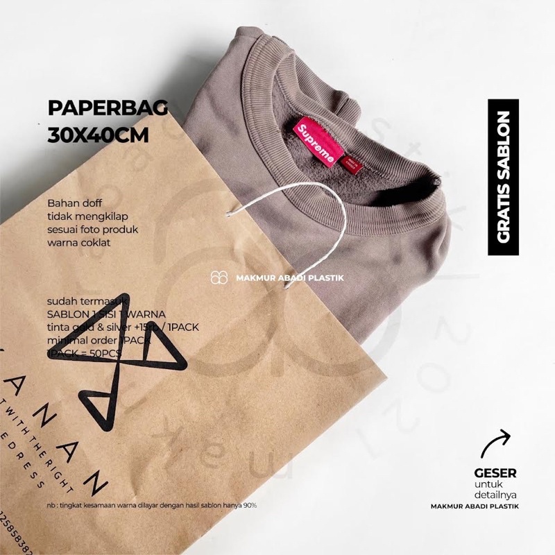 

Sablon Paperbag Tas 30x40