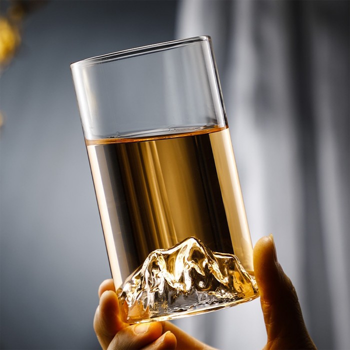 Gelas Gunung Fuji/Gelas Kaca/Fuji Mount Glass/Gelas Minum/Motif Gunung/Gelas Unik