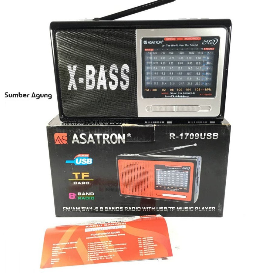 Speaker Radio Asatron R1709 USB 8 Band FM AM SW TF X-Bass