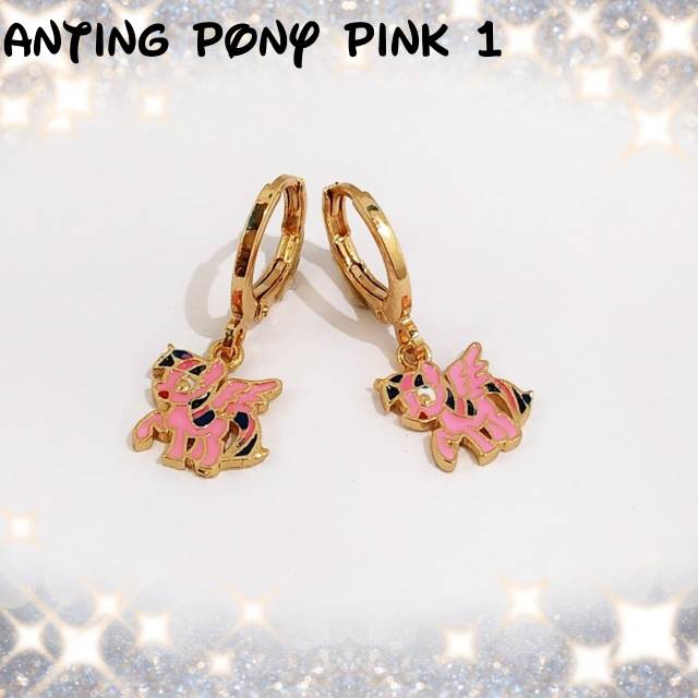 Xuping/perhiasan lapis emas anting anak pony pink 1