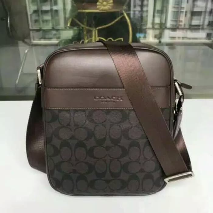 Tas COACH F71764 Coklat Original Pria Tas Fashion Merek Impor Tas Bahu