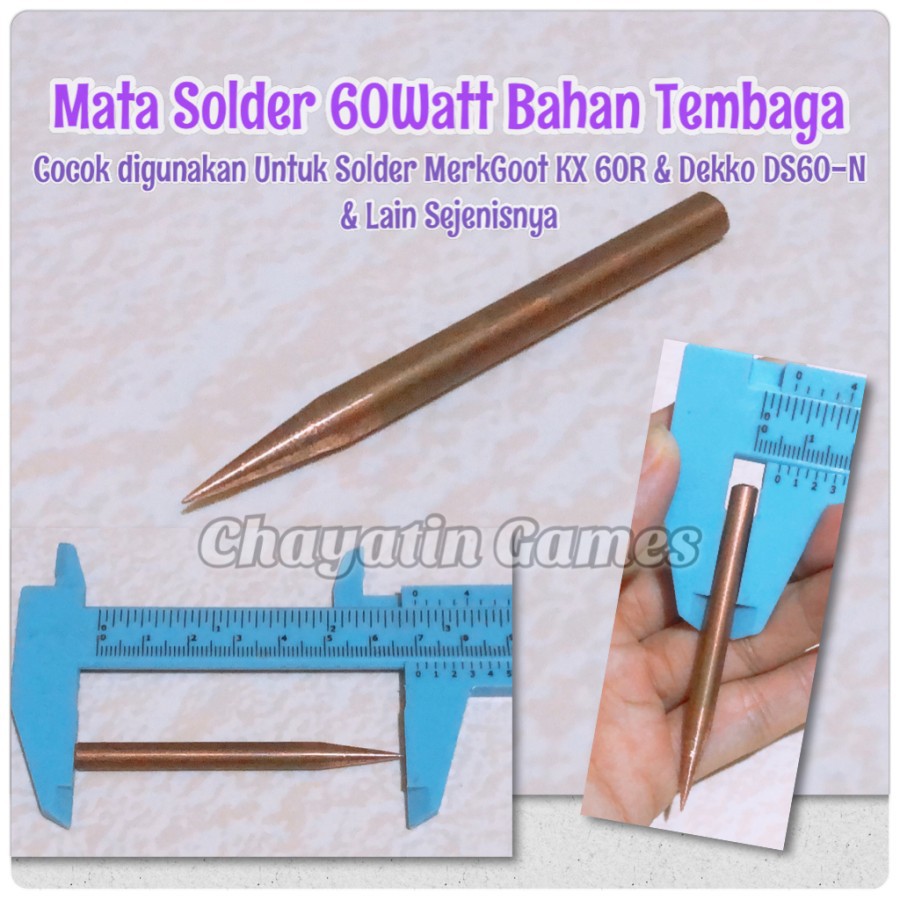 Mata Solder 60 Watt Bahan Tembaga Cocok Untuk Solder Dekko &amp; Goot 60Watt