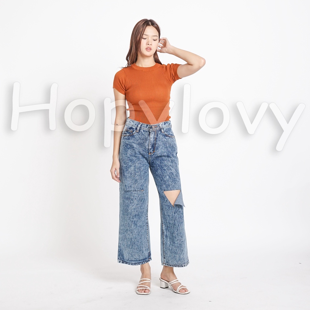 Celana Kulot High Waist Jeans Wanita Sobek | High Waist | Kulot Wanita | Celana Jeans Wanita Berlita