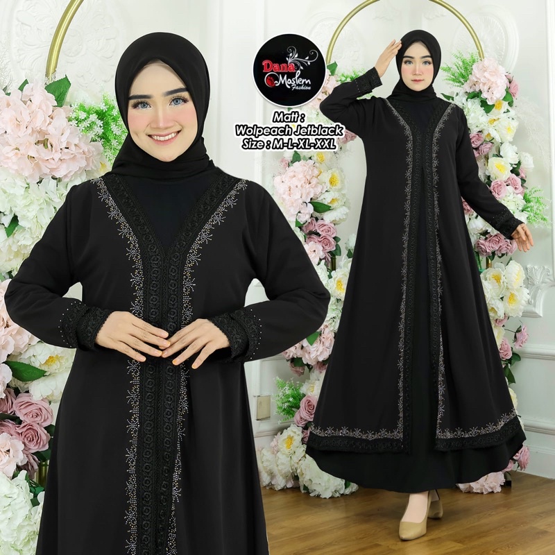Gamis abaya turkey bkp renda hitam