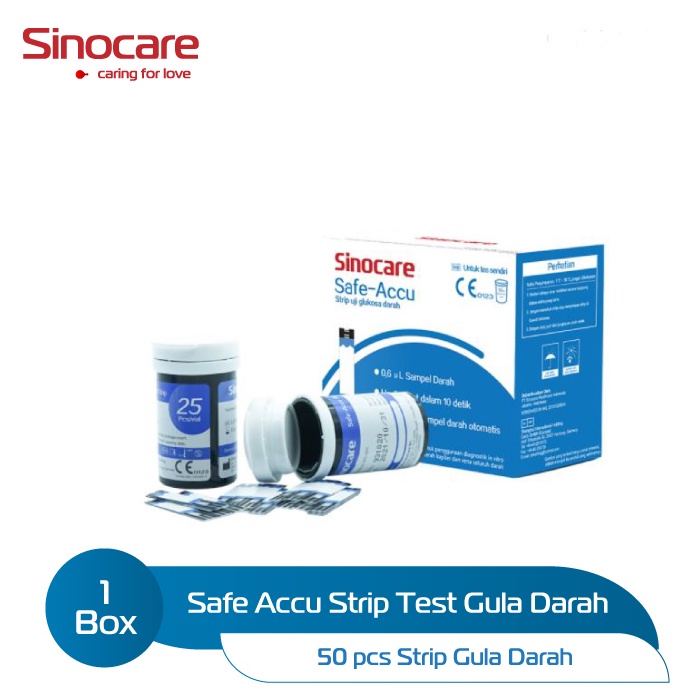 Safe-Accu Sinocare Glucose Test / Strip Cek Uji Gula Darah isi 50