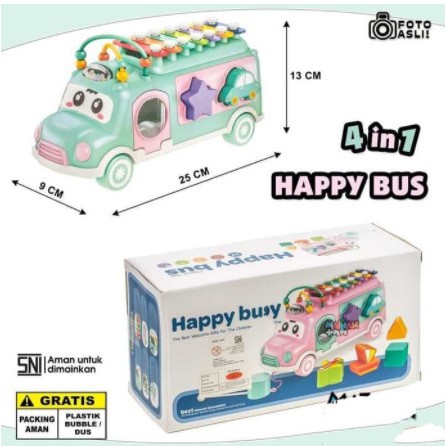 [COD] MAINAN ANAK MUSIK XYLOPHONE PUZZLE HAPPY BUS EDUKASI BAYI LUCU KOTAK KADO TERBARU