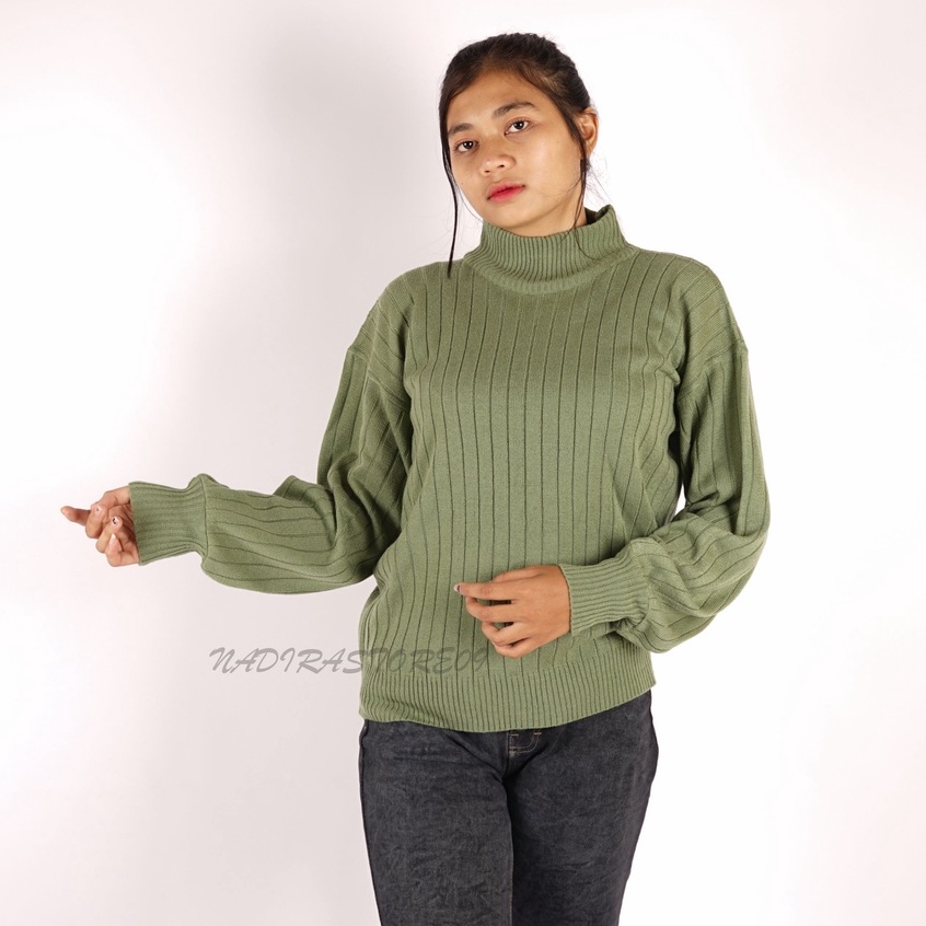 Pakaian Wanita Sweater Rajut Turtleneck