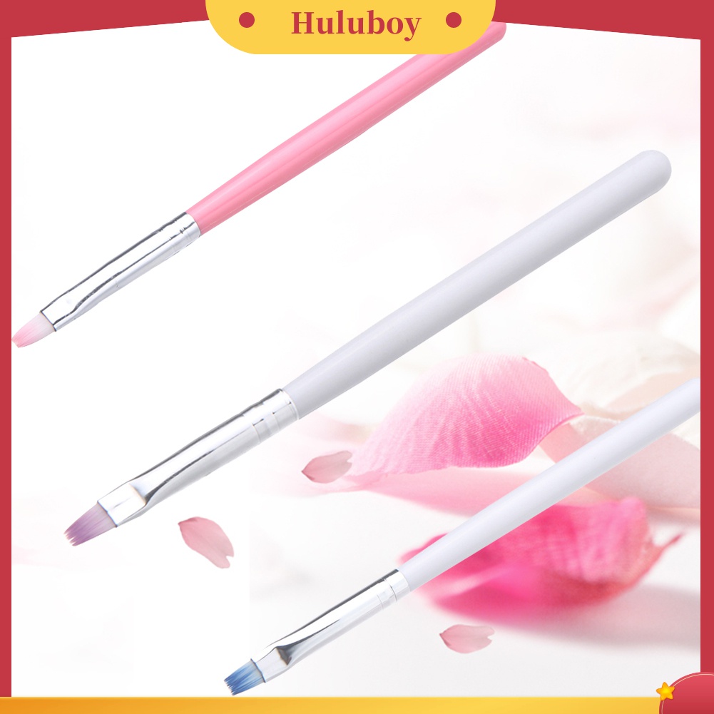 Huluboy Huluboy♡ Brush Pen Nail Art Kepala Flat Untuk Menggambar Desain Manicure DIY