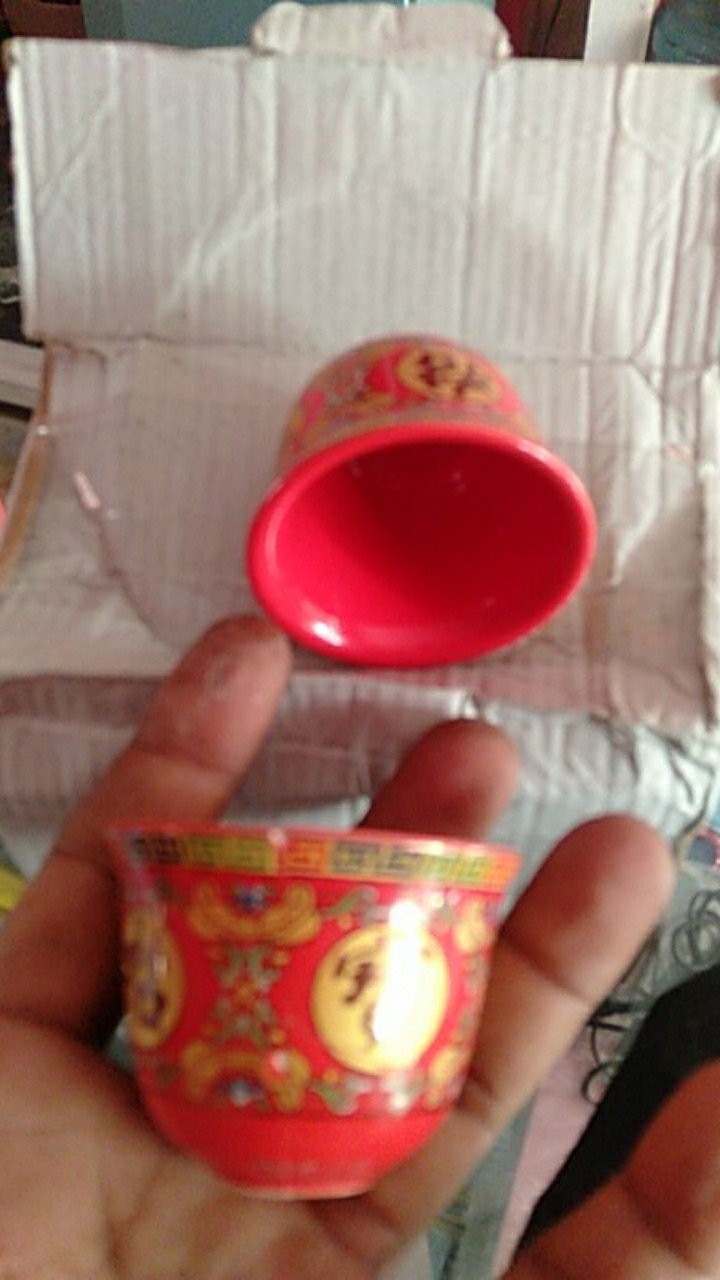 Cangkir Keramik Kerucut Zhao Chai Merah Big (5.5x 4 Cm)