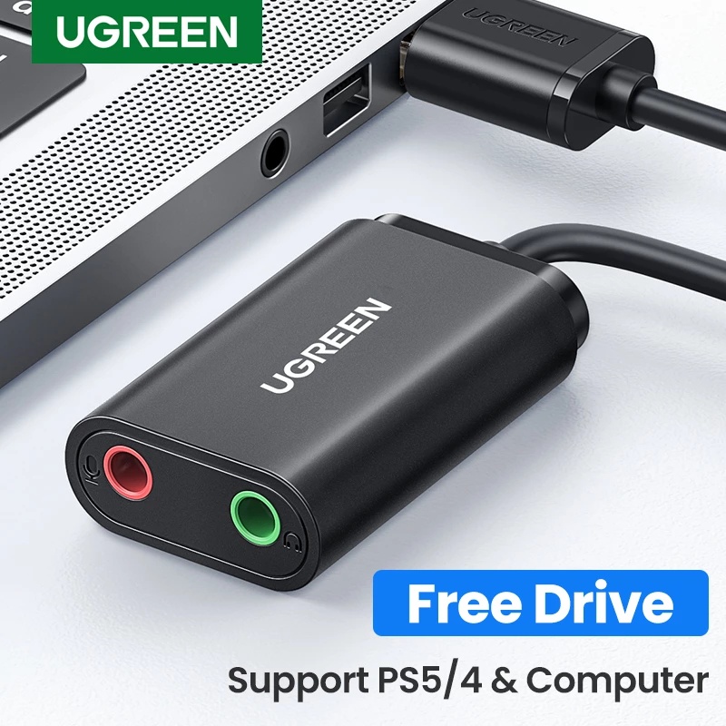 Ugreen Sound Card Eksternal USB Ke Jack Audio 3.5mm Untuk Mic / Speaker