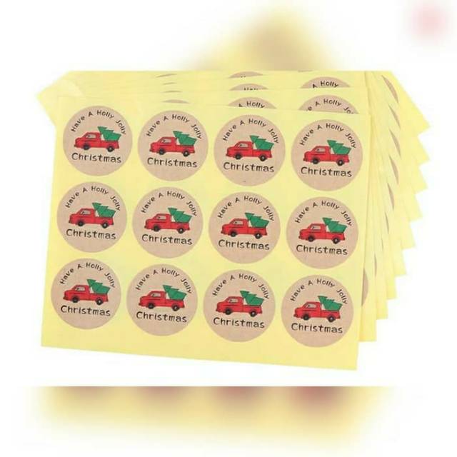 

Sticker Merry Xmas Model Bulat Truk Merah 1 Lembar 12 PCS