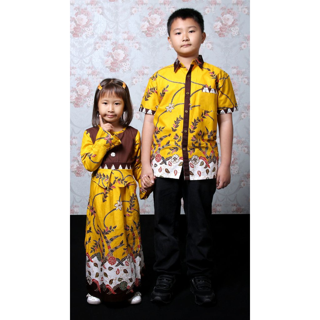 Sarimbit Batik Keluarga Couple Gamis Syar'i Muslim Long Dress Busui 2255 Kuning