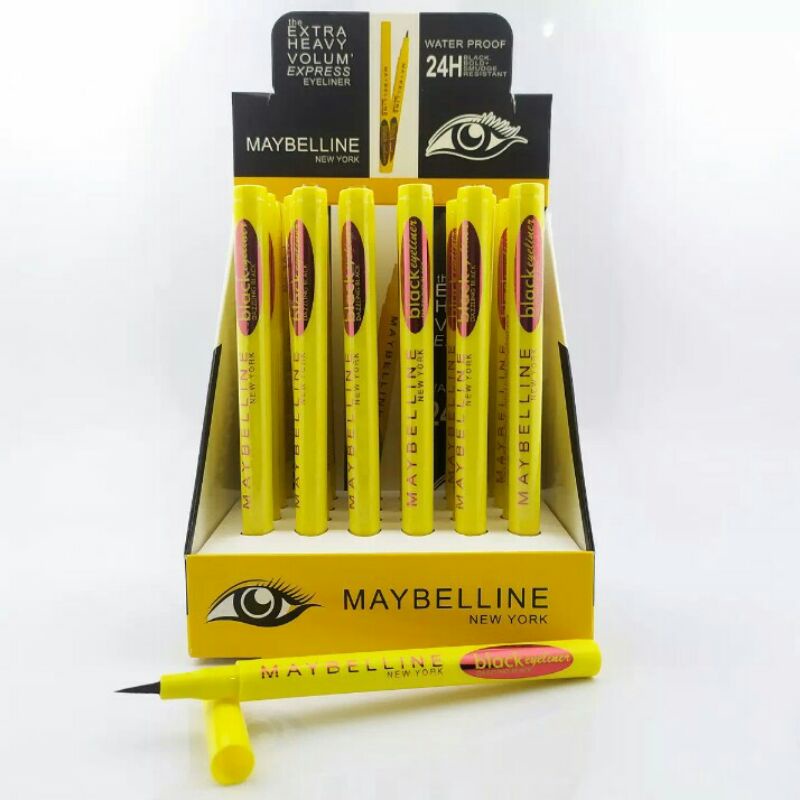 [ PERBOX ] EYELINER SPIDOL MAYBELLINE EXTRA HEAVY VOLUM EXPRESS DAZZLING BLACK KUNING