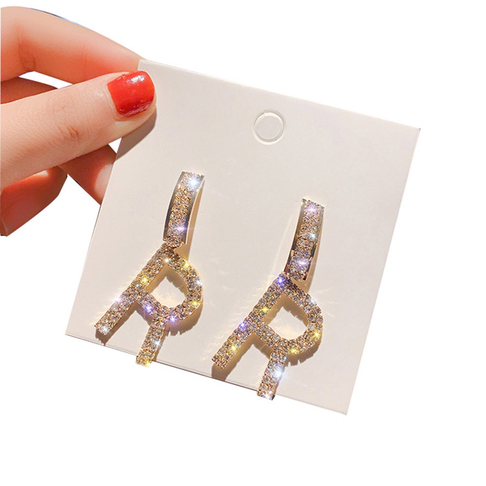 Hu Hu Hu Hu Hu Alat Bantu Pasang Kacamata♡ Anting Tusuk Gantung Wanita Desain Huruf H R Hias Berlian Imitasi Untuk Pestahadiah