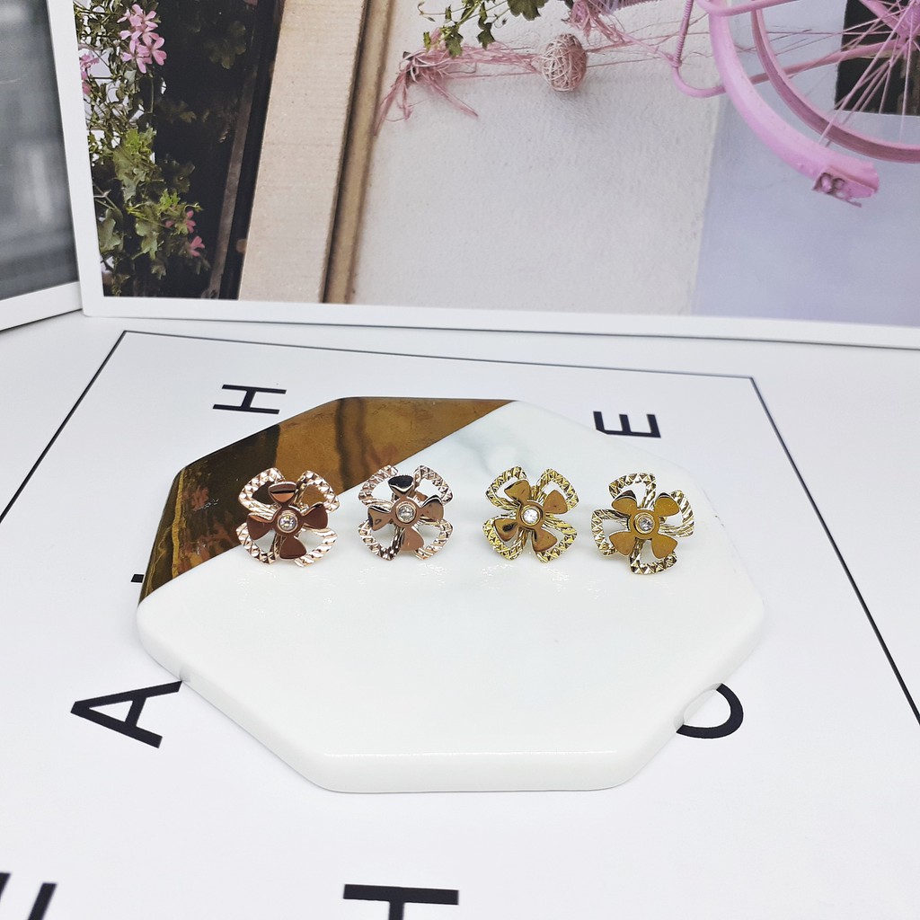 Anting Tusuk Titanium Putar Kipas Fashion Rose Gold - BE360