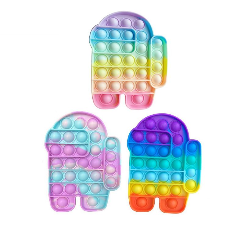 [Himart]Mainan Squishy Bubble Pop It Bahan Silikon Warna Pelangi Untuk Penghilang Stress-Among rainbow