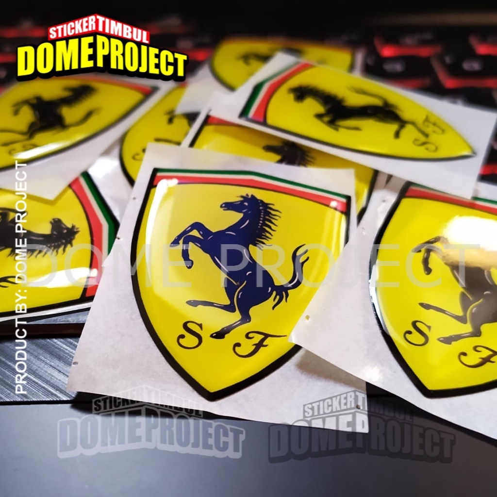 STIKER MOTOR FERRARI EMBLEM STIKER TIMBUL STIKER OUTDOOR STIKER WATERPROOF STIKER BODY MOBIL