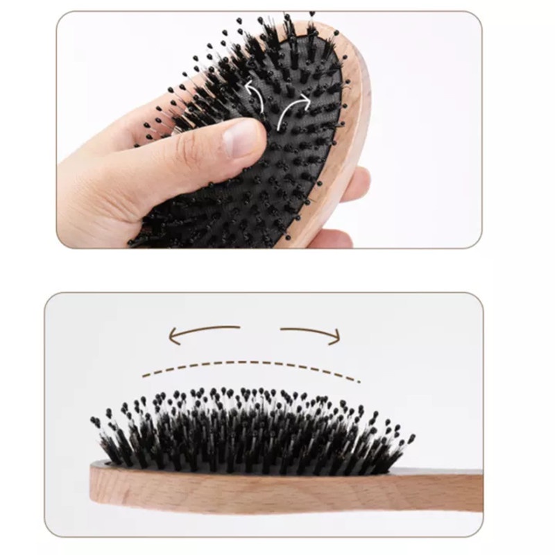 Sevich Sisir Rambut Anti Statis Bahan Kayu Natural