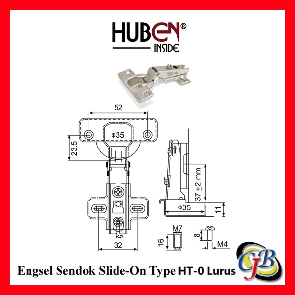 Engsel Sendok Huben HT Non-Hidrolik