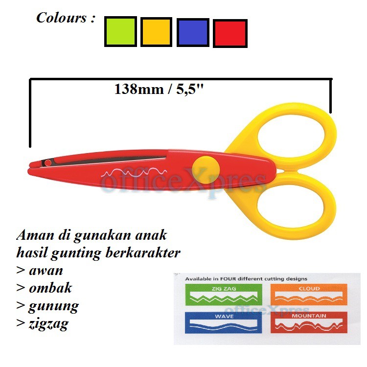 

Gunting Kecil / Gunting Zig Zag / Gunting Kertas Anak 5.5 inch ( 14cm ) / Scissors Kids KR53 Kangaro