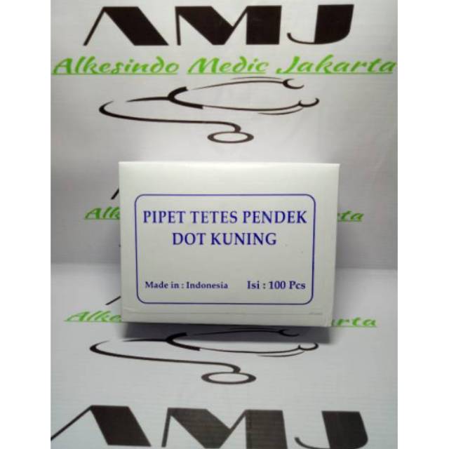 Pipet tetes pendek dot kuning pipet kaca dot premium