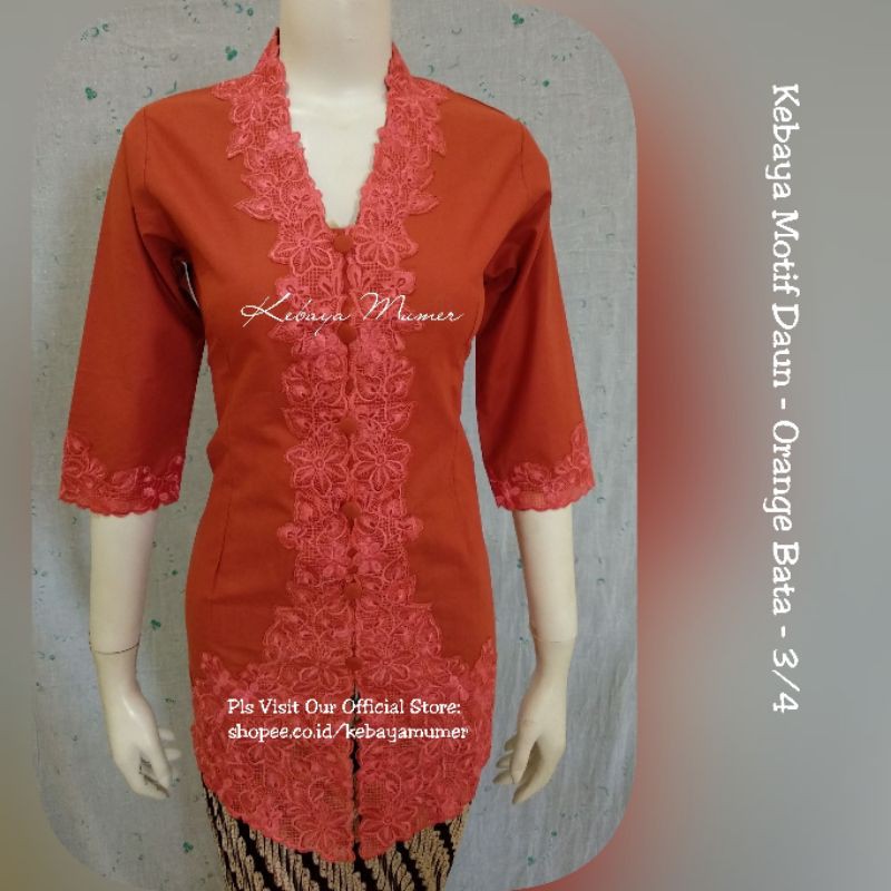 Kebaya Encim. Kebaya Encim Murah. Kebaya Encim Modern. Kebaya. Kebaya Bordir. Kebaya Orange. Motif Daun. Kebaya Birel. Kebaya Biru Electric