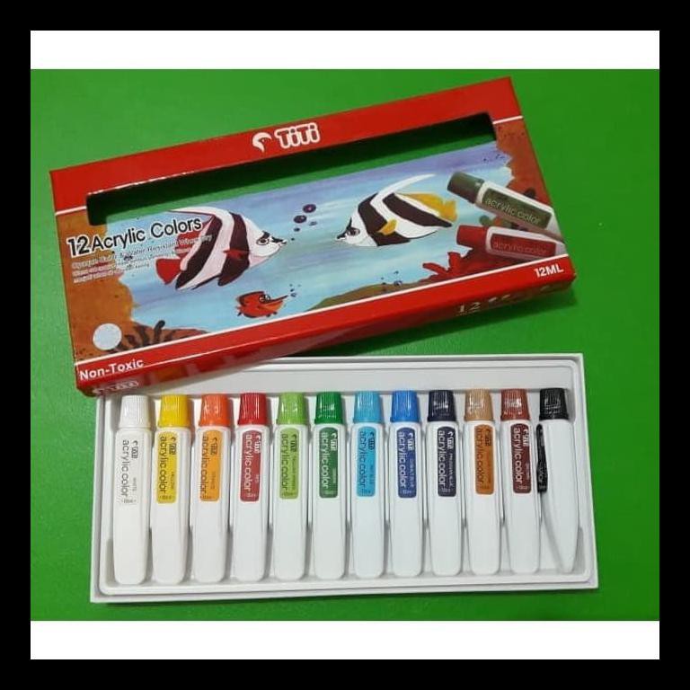 

Promo Cat Akrilik / Acrylic Paint Merk Titi 12 Warna X @12Ml Peralatan Melukis Murah Al6