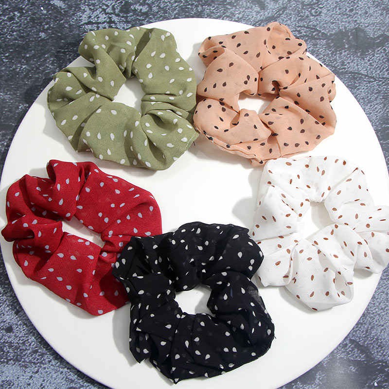 Ikat Rambut Scrunchie Bahan Paris Motif Titik / Elastic Hair Rubber Bands / Tiki