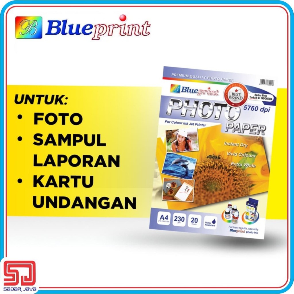 Blueprint Photo Paper Glossy A4 230gsm Matahari Kertas Foto