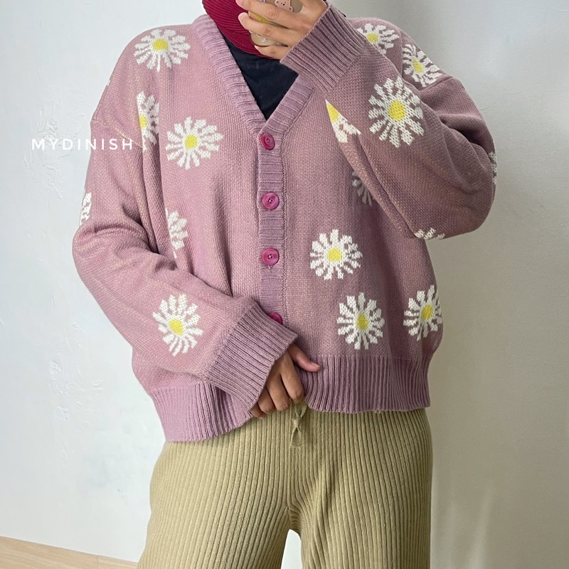 Delsa Flower Crop Oversize Cardy - Cardigan Wanita Terbaru