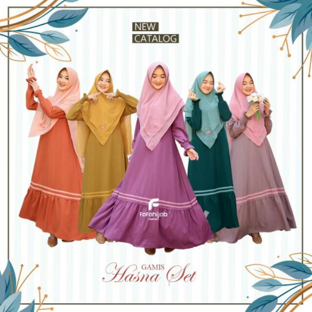 Hasna Set By FFH - Gamis set Khimar/Gamis dewasa/Gamis ity crepe/Gamis Syari/ Fashion Muslim