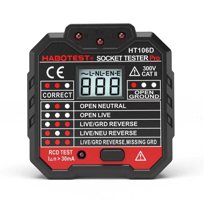 HABOTEST Stop Kontak Voltage Tester Socket Detector Eu Plug - HT106D