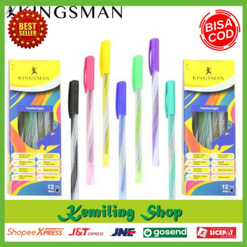 Pena Bolpen KINGSMAN Rainbow Ulir Tinta Hitam / Pieces