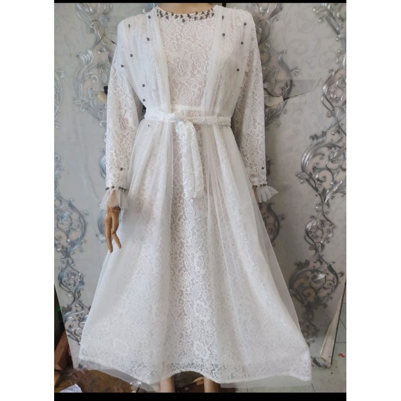 Gamis Ozias putih 2 selendang