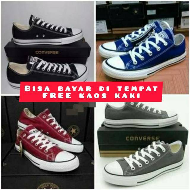 Sepatu Converse putih list merah murah