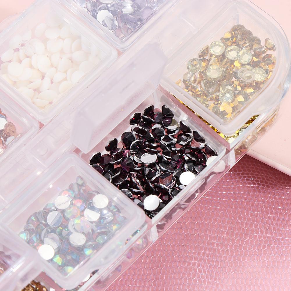 R-flower Nail Rhinestones Untuk Aksesoris Manicure Desain Manik-Manik Warna-Warni Jelly Permata Batu Kuku