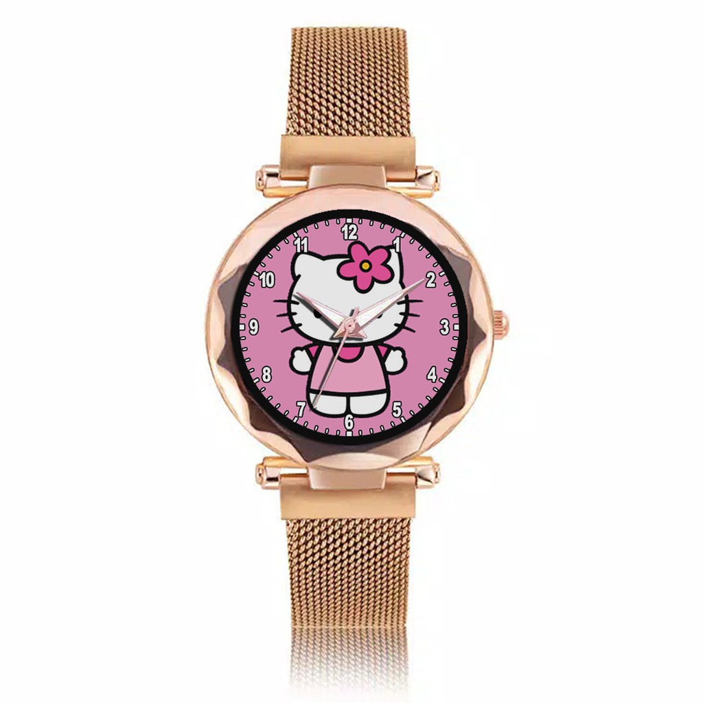 Jam Tangan Wanita Custom - HELLO KITTY Free Box &amp; Batre Cadangan