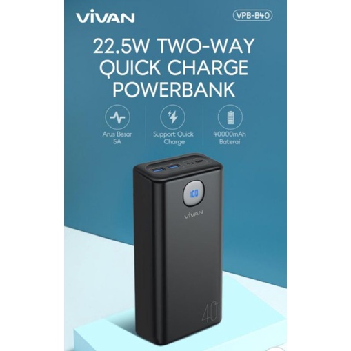POWERBANK VIVAN BPB-M10 QUALCOMM ROBOT RT170 DUAL INPUT DUAL OUTPUT 10000 MAH REALL
