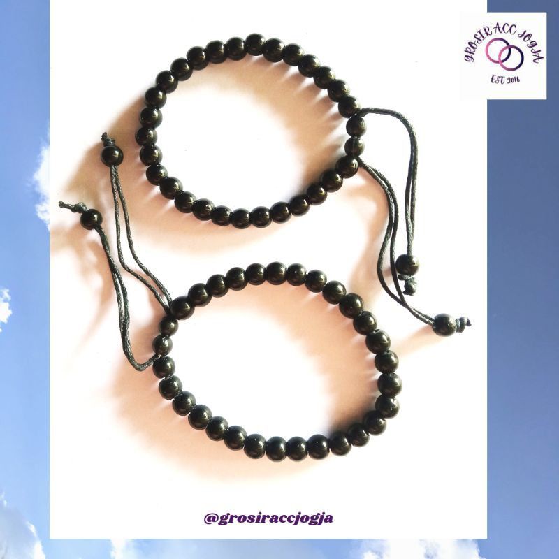 4s Grosir Solo || Gelang Simple Manik Hitam Polos Untuk Pria Dan Wanita