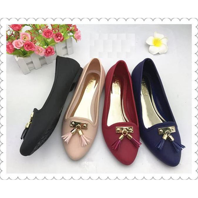 Diskon Jelly Shoes 04 - Flat Shoes - Sepatu Kerja Wanita - Sepatu Murah - Hitam, 37 Terbaru
