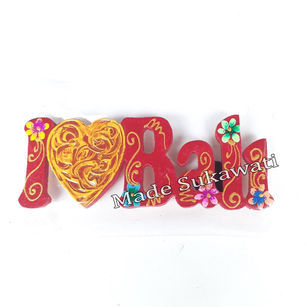 Hiasan Magnet tempelan kulkas I Love Bali kerajinan tangan handmade
