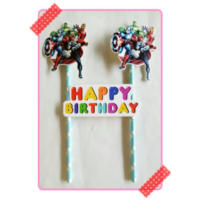 Topper cake happy birthday kue ulang tahun hiasan ulang tahun karakter avenger avengers