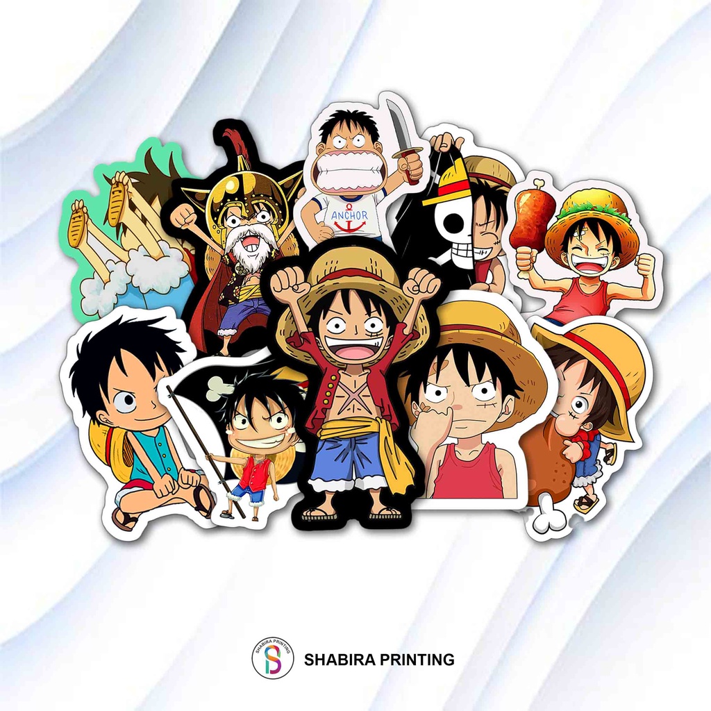 

Stiker Pack one Piece Luffy isi 10pcs Bahan Vinil Tahan Air Waterproof