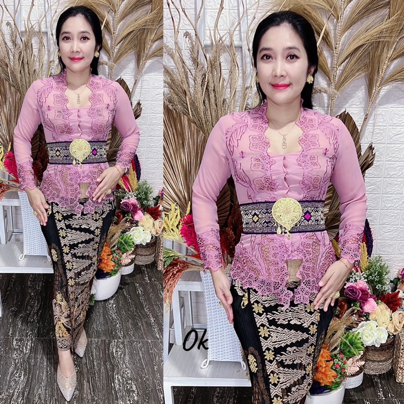 kebaya jadi bordir bunga pucuk kerawang